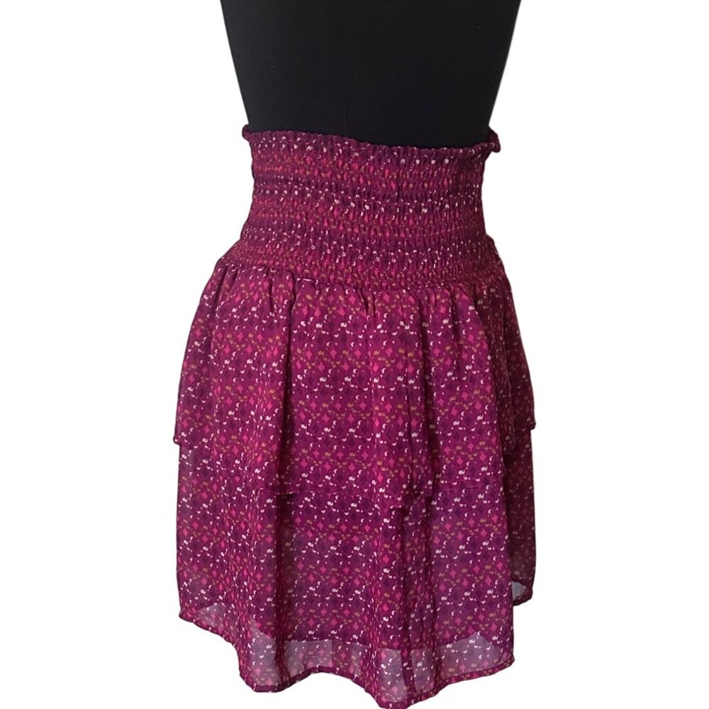 Old Navy Brand Mini Flare Stretch Skirt Red Wine 100% Polyester Junior's Size M
